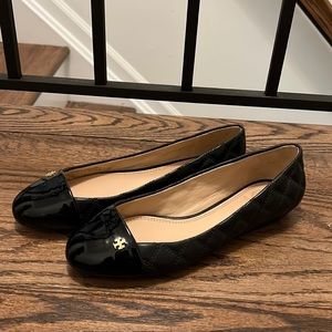 Tory Burch Black Quilted Ballet Flats, 7.5 womens, never worn.